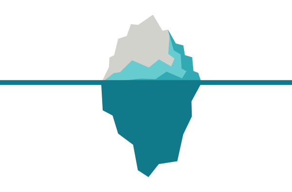 Iceberg illustration in blue and gray
